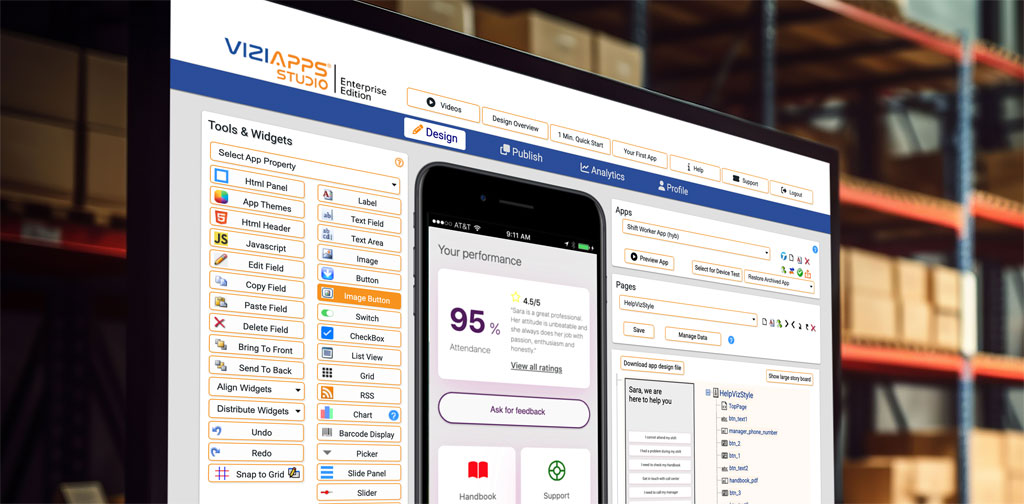 ViziApps Studio screen on computer