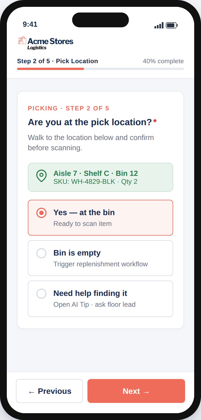 Associate SOP Workflow Agent App Screen